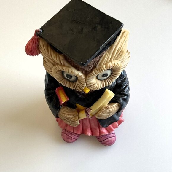 GRADUATION OWL FIGURINE UNIQUE VINTAGE - Picture 5 of 10